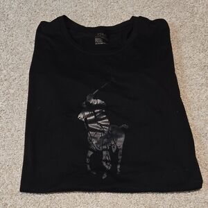 Polo Ralph Lauren Black Tee With Gun Metal Pony